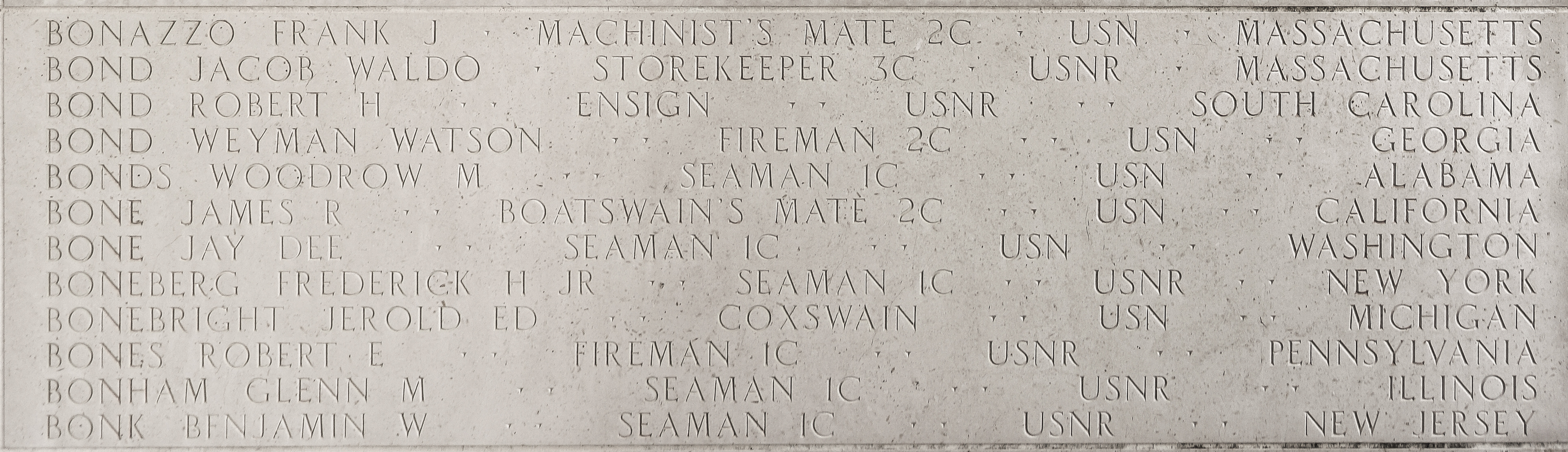 Weyman Watson Bond, Fireman Second Class